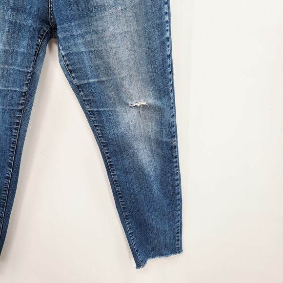 M&S Indigo Blue Jeans Medium Wash Skinny Ankle Mid-Rise Raw Hem Women's 42 (EU) - Picture 3 of 9